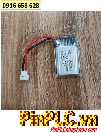 Lipo 802030, Pin sạc Lithium Li-Polymer 802030 (300mah, 8mmx20mmx30mm) / đã gắn mạch sạc